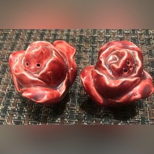 Vintage Red Rose Salt and Pepper Shakers ~ Japan ~